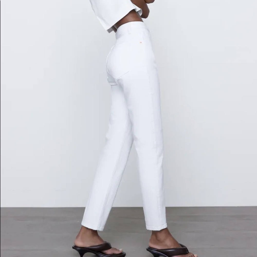 Zara slim fit hi rise jeans in white